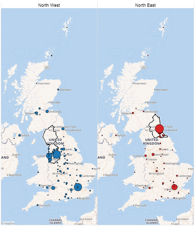 Regional impact of the North East and North West
